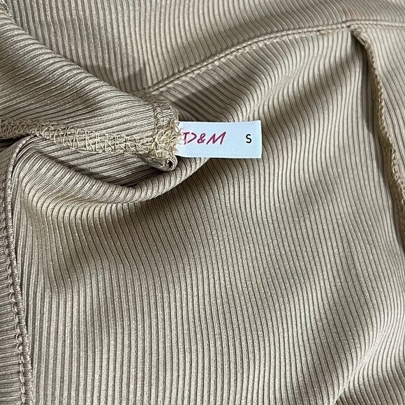 Stretch Flare Leg Jumpsuit Hippie Disco Boho Gray Front Zip D&M Womens Small S - Picture 6 of 7